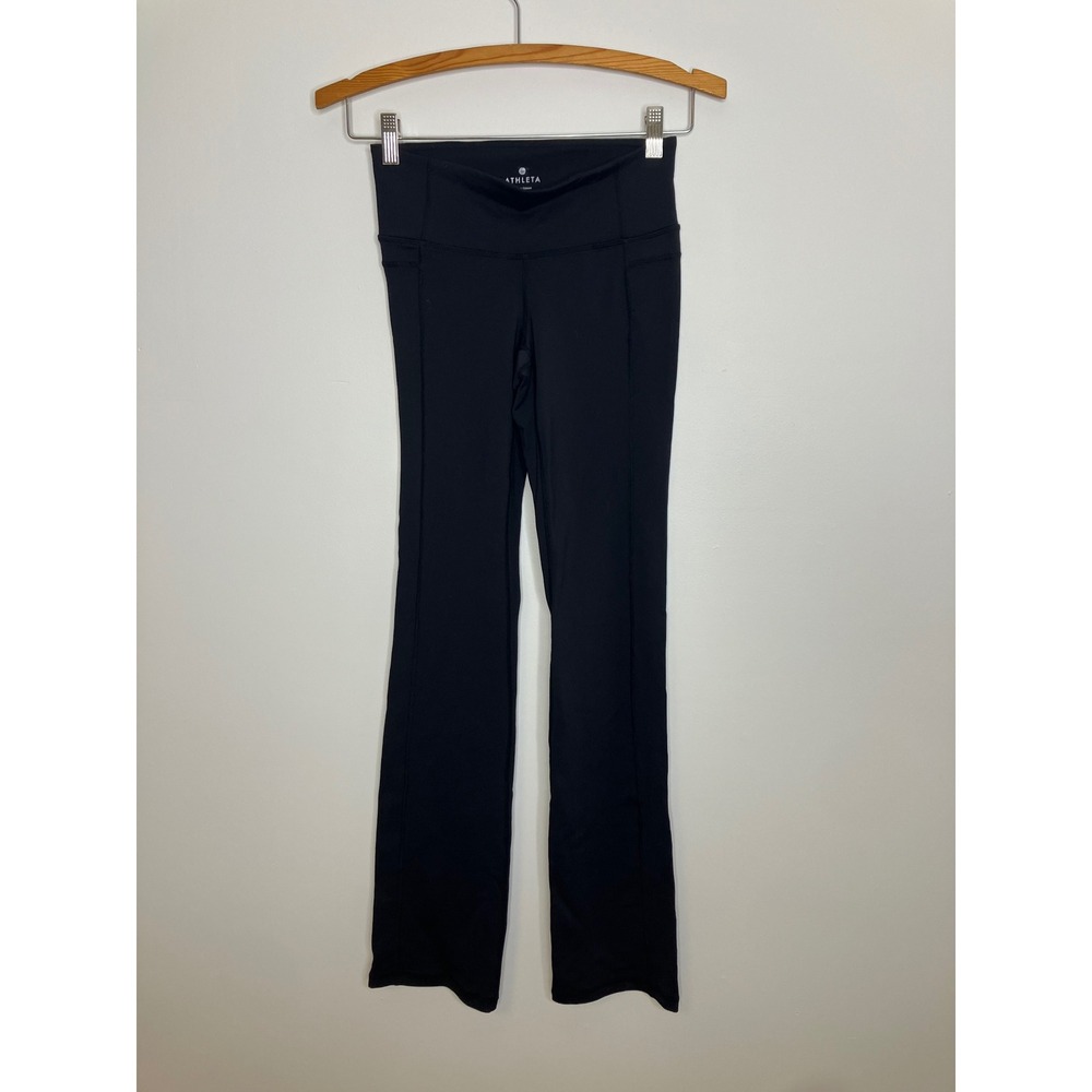 Athleta Bootcut Yoga Pants Womens XS Black Excellent High Rise Pockets‎
